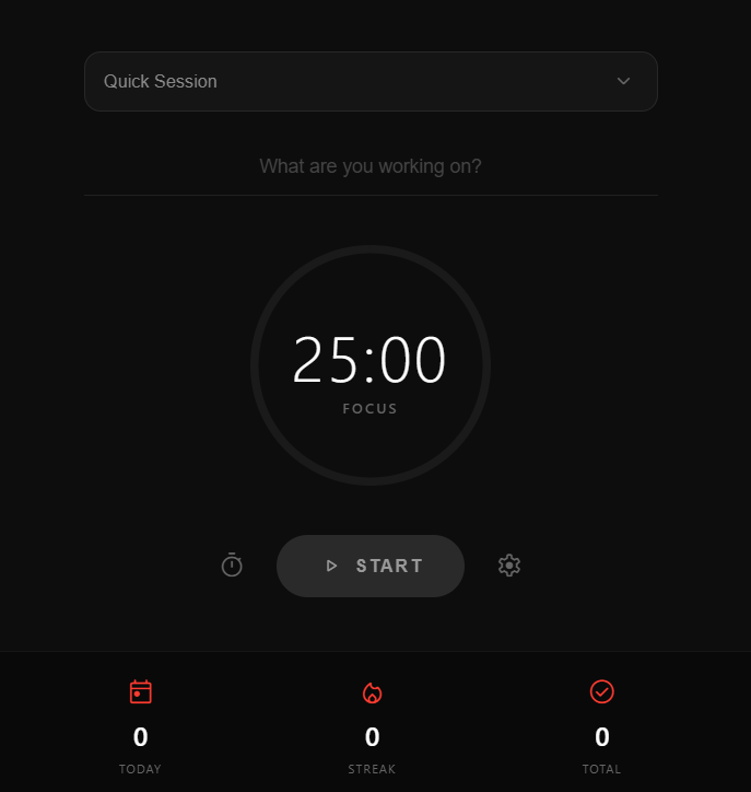 The very first version of BeatFocus — a simple studio focus timer